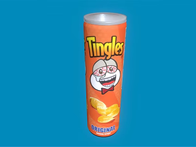 Decorative Ornament Combination Set With Orange Canister Cartoon Character Original Design And Blue Background 3d model