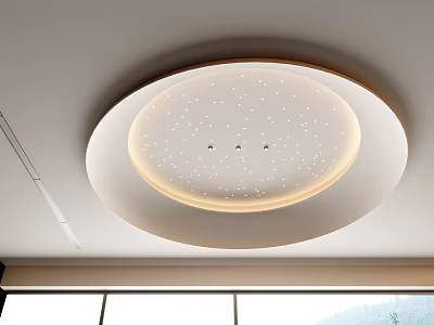 Modern Circular Ceiling Design With Starry Dotted Pattern And Warm Light Strip 3d model