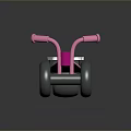 Pink Children's Tricycle With Large Gray Wheels And Striped Seat Design