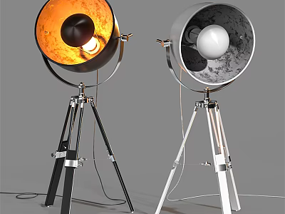 Modern Stylish Floor Lamps With Tripod Bases And Celestial Design Shades 3d model