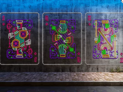 Modern Decorative Lights Playing Cards Neon 3d model Modern Decorative Lights Playing Cards Neon 3d model