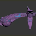 Futuristic Purple Spaceship Design With Glowing Blue Details For Space Exploration