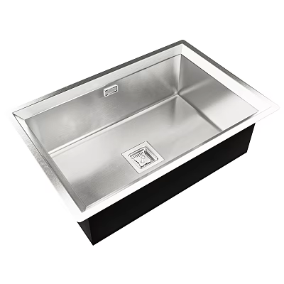 Stainless Steel Rectangular Kitchen Sink Single Bowl Deep Basin for Modern Kitchen 3d model