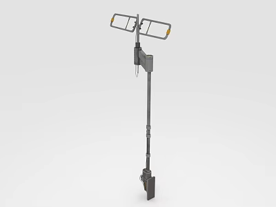 Adjustable Rearview Mirrors Mounted On Long Metal Pole With Base Bracket 3d model