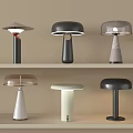 Modern Table Lamps With Various Designs And Different Shapes Placed On Shelf 3d model