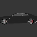 Gray Coupe Car with Transparent Roof Red Wheels and Modern Sleek Aerodynamic Design