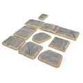 Gray Stone Paving Tiles With Square Round Shapes And Beige Edges