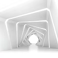 Modern Elevator Hallway Interior With Geometric White Structures And Lighting Effects 3d model