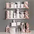 Stylish Black And White Kitchen Shelves With Storage Jars Plants And Utensils