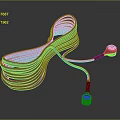 Black Coiled Computer Data Cable With Two End Connectors For PC