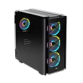 Modern Black Gaming Computer Case With RGB Fans And Transparent Side Panel