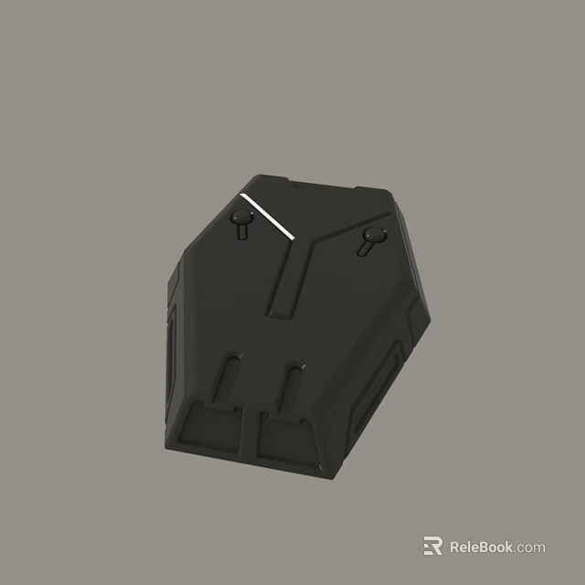 Black Geometric Mechanical Housing Part Featuring Screw Holes And Structural Design 3d model 