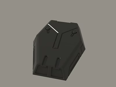 Black Geometric Mechanical Housing Part Featuring Screw Holes And Structural Design 3d model