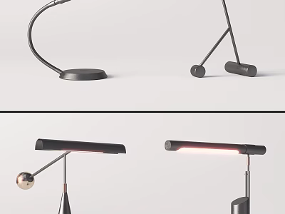 Modern Desk Lamp With Adjustable Arm Stable Base And Sleek Black Finish 3d model