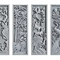 Intricate Carved Decorative Panels With Floral Animal Bamboo And Crane Designs