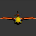 Vibrant Orange Yellow Passenger Plane With Propeller Single Engine Transparent Cockpit And Wings 3d model