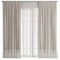 Beige Pleated Curtains With Sheer White Panels For Modern Home Window