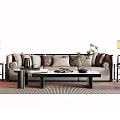 New Chinese Sofa Coffee Table Combination Sofa 3d model