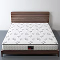Modern Double Bed With Wooden Headboard And White Quilted Mattress Frame
