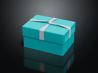 Elegant Blue Gift Box With White Ribbon For Daily Gift Wrapping 3d model