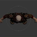 Sci Fi Character With Futuristic Jacket Mechanical Shoulder Armor And Tactical Pants