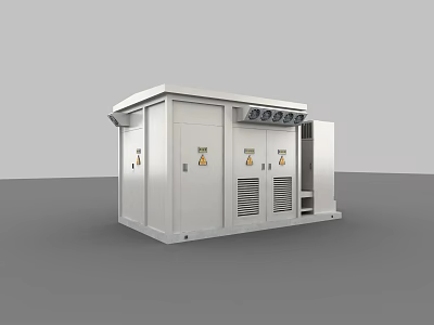 White Enclosed Roadside Electrical Control Cabinet With Ventilation Panels And Access Doors 3d model