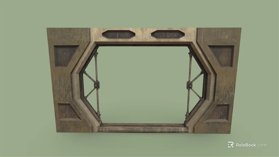 Vintage Rustic Hexagonal Frame With Wooden And Metal Geometric Design 3d model 
