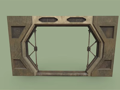 Vintage Rustic Hexagonal Frame With Wooden And Metal Geometric Design 3d model