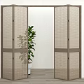 Quiet ancient rattan folding door sliding door 3d model