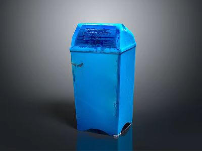 Blue Trash Bin With Lid And Modern Design For Waste Management 3d model
