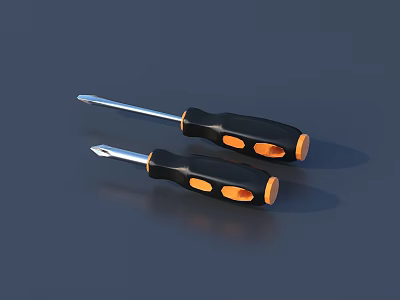 High Quality Hardware Hand Tools Screwdrivers With Black And Orange Handles And Metal Tips 3d model