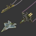 Realistic Miniature Fighter Jet Models Flying With Trailing Smoke Lines Against Dark Backdrop 3d model