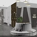 Modern Beauty Hair Salon Interior Design With White Column Green Plants And Styling Chairs