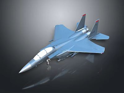 Sleek Modern Blue Fighter Jet with Cockpit Aerodynamic Wings and Reflective Surface 3d model