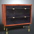 Modern Entryway Console Cabinet With Wooden Frame Dark Drawers And Gold Metal Handles
