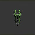 Green Sporty Motorcycle With Modern Design And Shiny Reflection On Dark Background