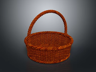 Practical Woven Basket For Household Daily Use With Sturdy Handle And Braided Design 3d model