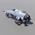 Gray Armored Weapon Vehicle With Cannon And Multiple Wheels Design 3d model