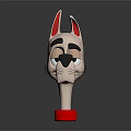 Cartoon Dog Character With Red Ears Black Nose Whiskers On Red Cup Base