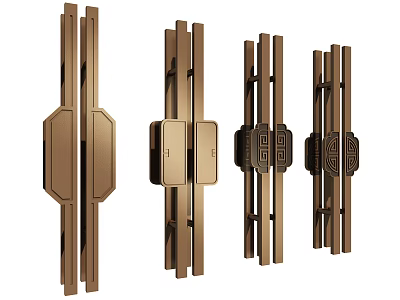 Modern Luxury Door Handles in Brass Finish with Stylish Decorative Designs for Home Interiors 3d model