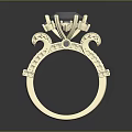 Elegant Gold Ring With Black Gemstone And Diamond Accents Intricate Design