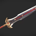 Ornate Fantasy Sword With Gold Accents Red Hilt And Star Decorative Blade