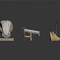 Decorative Household Items With Woven Shell Folding Table Canvas Awning And Banana Bunch