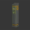 Modern Blue Parking Meter Pole With Digital Display And Payment Interface 3d model