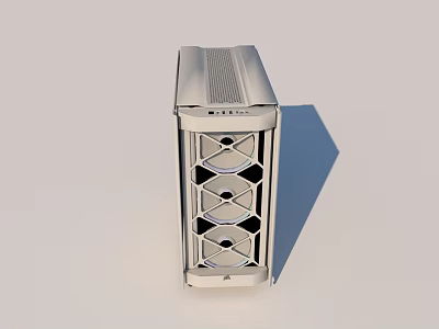 Sleek Silver Modern PC Case With Ventilated Grille And Geometric Front Panel Design 3d model