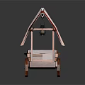 Ancient Wooden Cart With Red Canvas Cover Wooden Wheels And Hanging Lantern