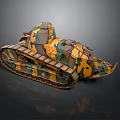 Military Tank With Camouflage Paint Tracked Design And Detailed Exterior