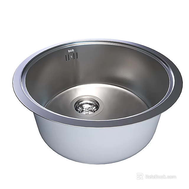 Stainless Steel Round Kitchen Sink With Smooth Surface And Drainage Hole 3d model