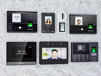 Public Facility Security Access Control Devices Featuring Face Recognition Fingerprint Scanner And Password Keypad 3d model
