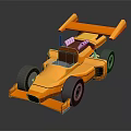 Golden Block Racing Car With Streamlined Design Rear Wing Cockpit And Black Tires